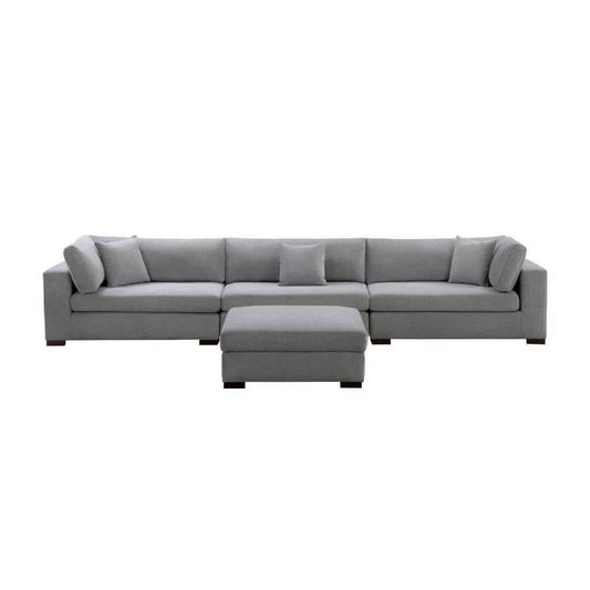 CARLSON LOUNGE - FABRIC 5-SEATER WITH STORAGE OTTOMAN GREY