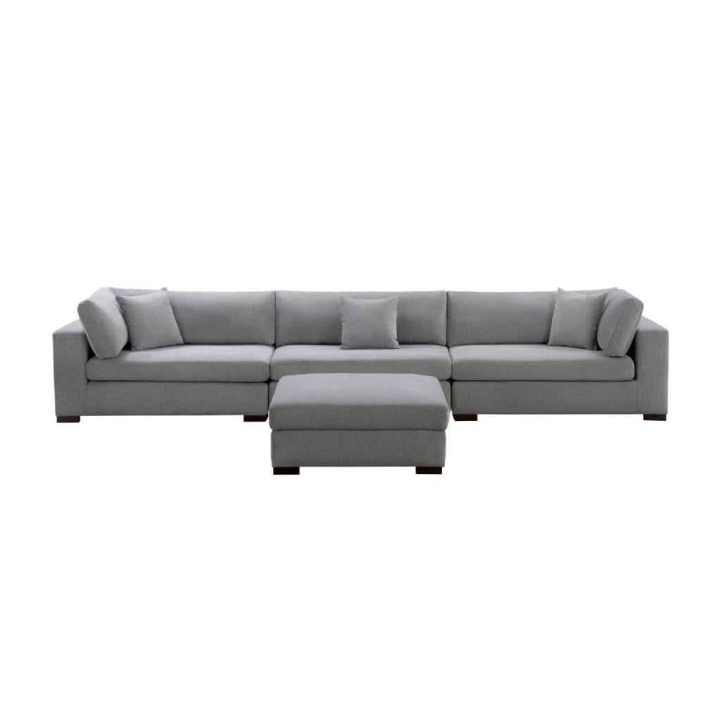 CARLSON LOUNGE - FABRIC 5-SEATER WITH STORAGE OTTOMAN GREY - MyChocolateWood