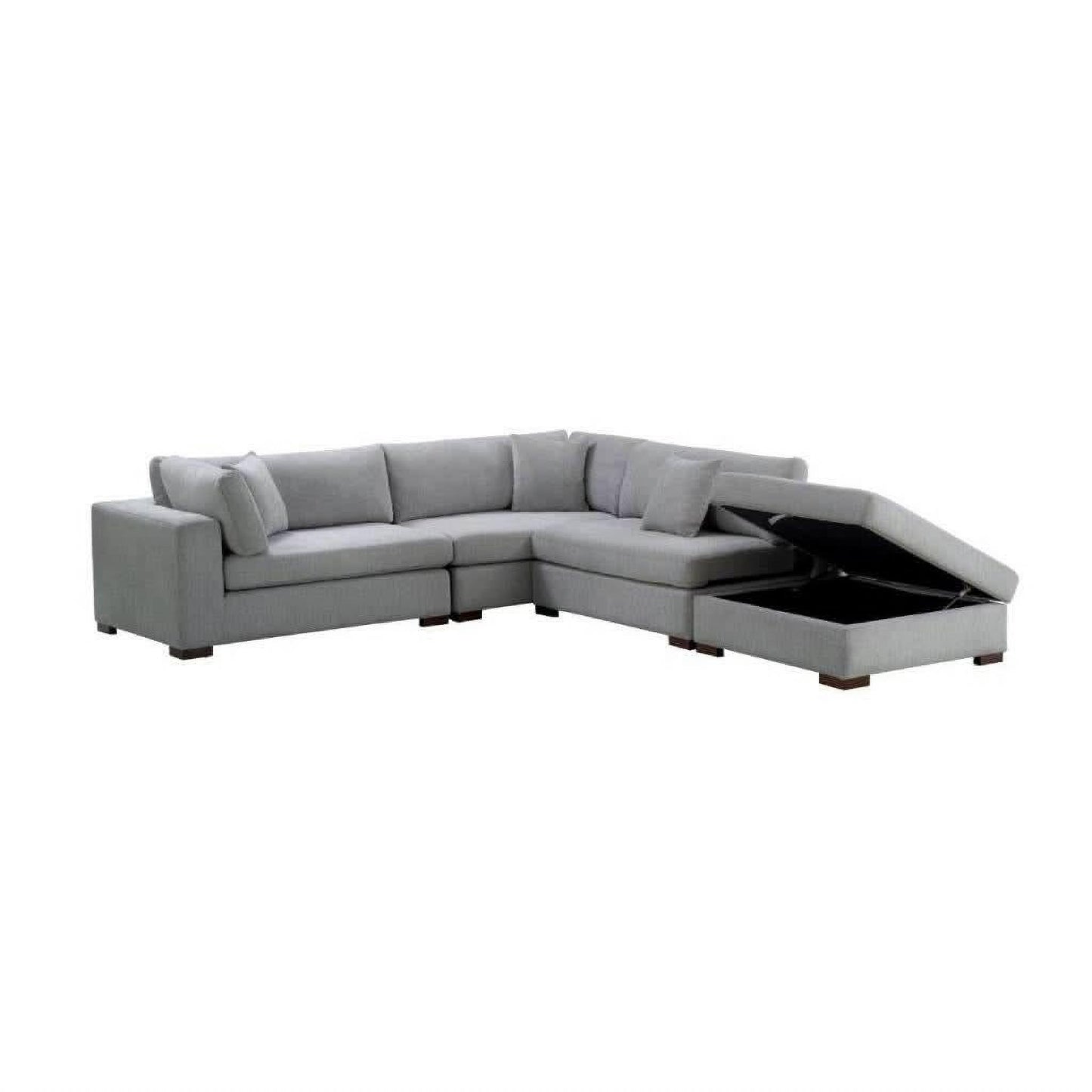 CARLSON LOUNGE - FABRIC 5-SEATER WITH STORAGE OTTOMAN GREY