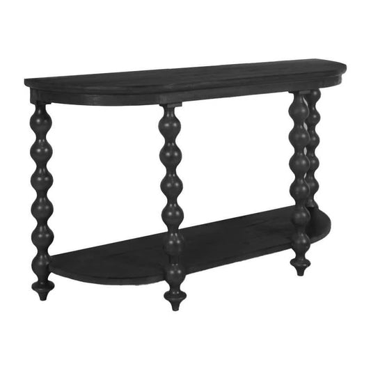 CAROLYN MINDI WOOD CONSOLE TABLE IN SOLID BLACK