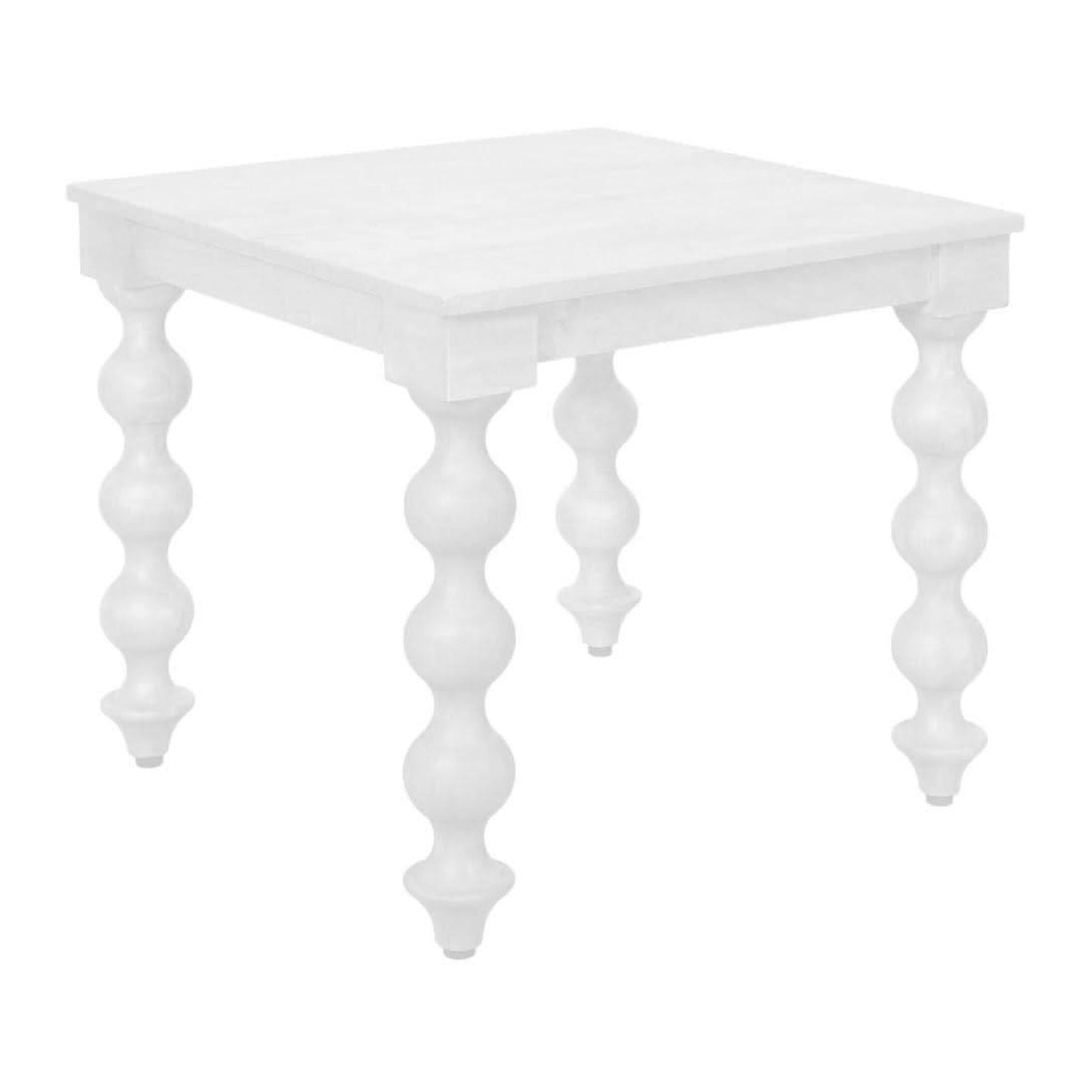 Carolyn Mindi Wood Side Table in White - Chocolate Wood