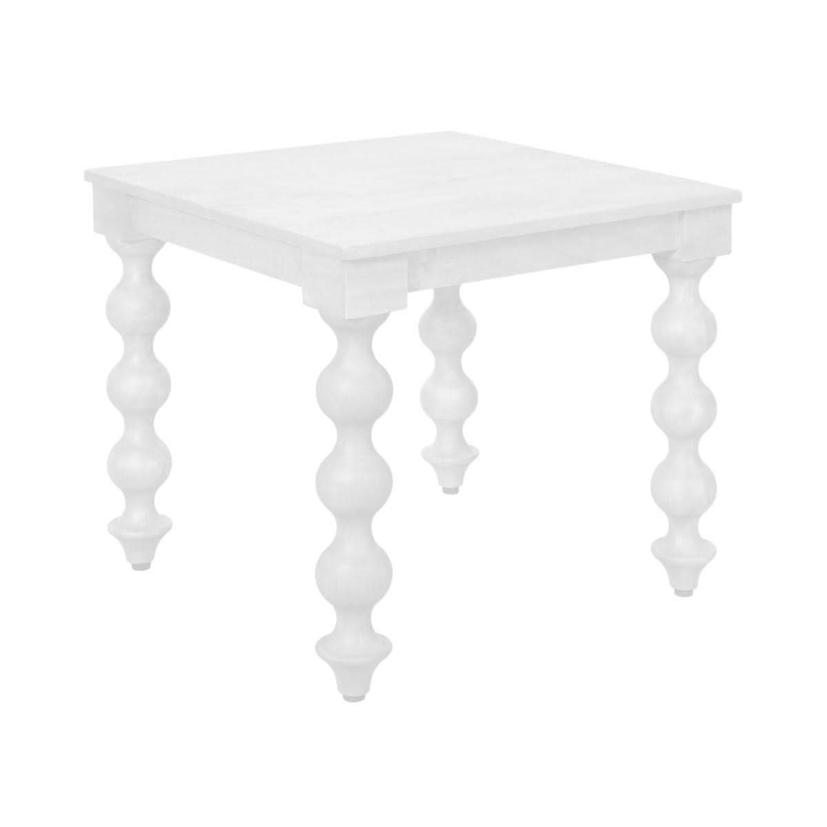 Carolyn Mindi Wood Side Table in White - Chocolate Wood