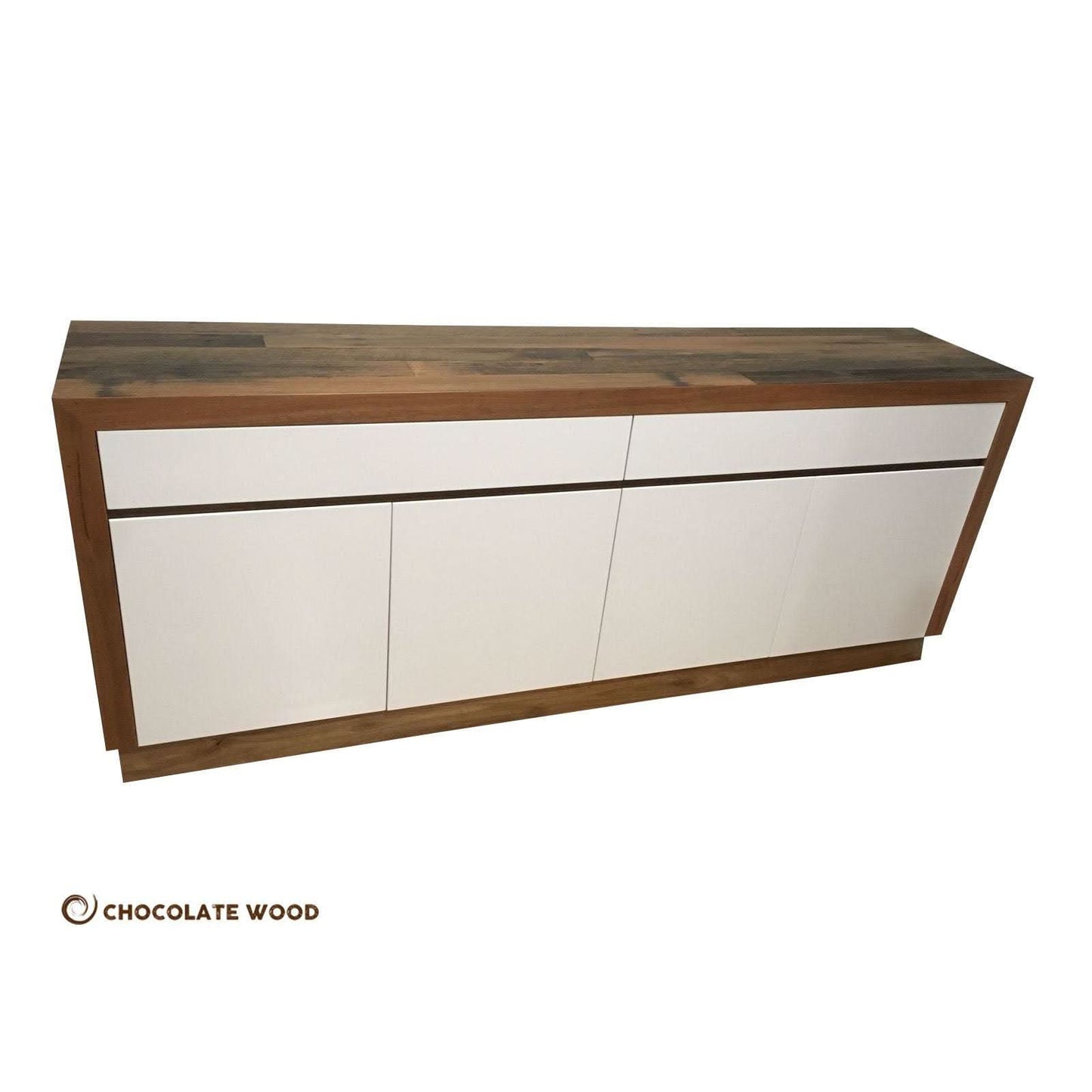 CARRINGTON RECYCLED HARDWOOD BUFFET/SIDEBOARD WITH 4 DOORS & 2 DRAWERS IN WHITE POLYURETHANE - AUSTRALIAN CUSTOM MADE - MyChocolateWood