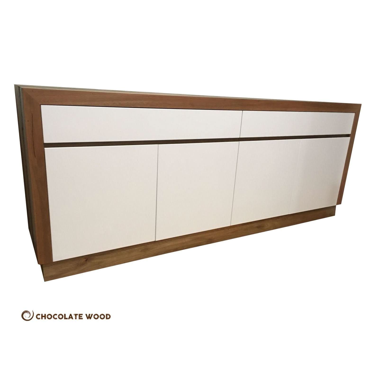 CARRINGTON RECYCLED HARDWOOD BUFFET/SIDEBOARD WITH 4 DOORS & 2 DRAWERS IN WHITE POLYURETHANE - AUSTRALIAN CUSTOM MADE - MyChocolateWood