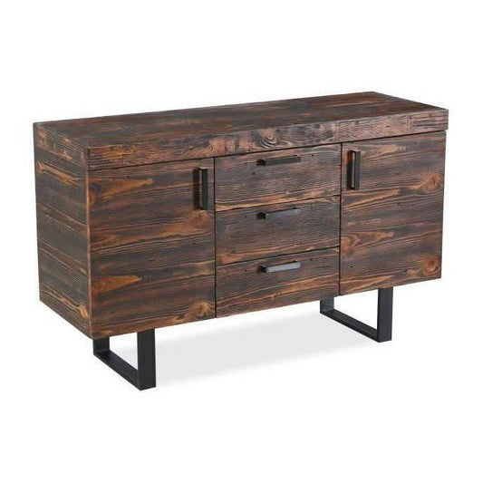 CASTILLE 2 DOOR/3 DRAWER SOLID RECYCLED PINE BUFFET/SIDEBOARD DARK RUSTIC