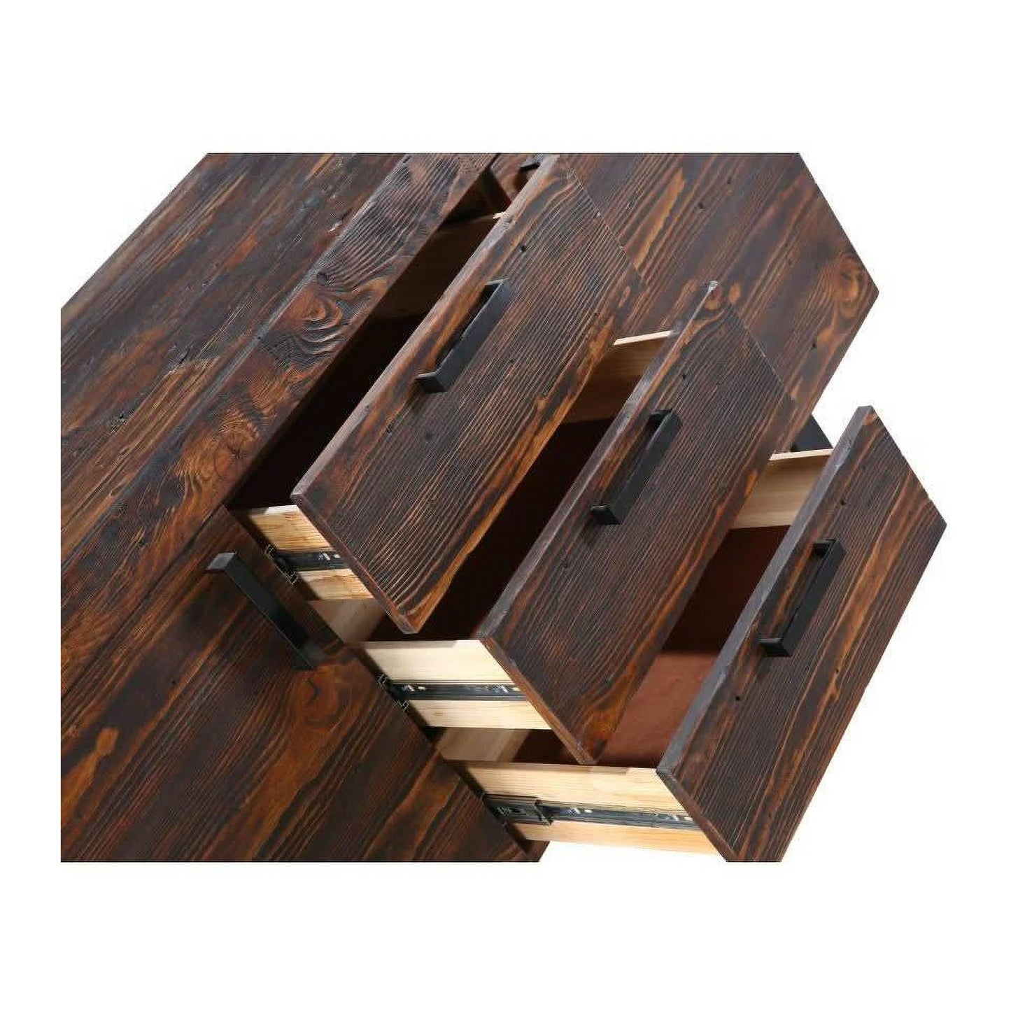 CASTILLE 2 DOOR/3 DRAWER SOLID RECYCLED PINE BUFFET/SIDEBOARD DARK RUSTIC