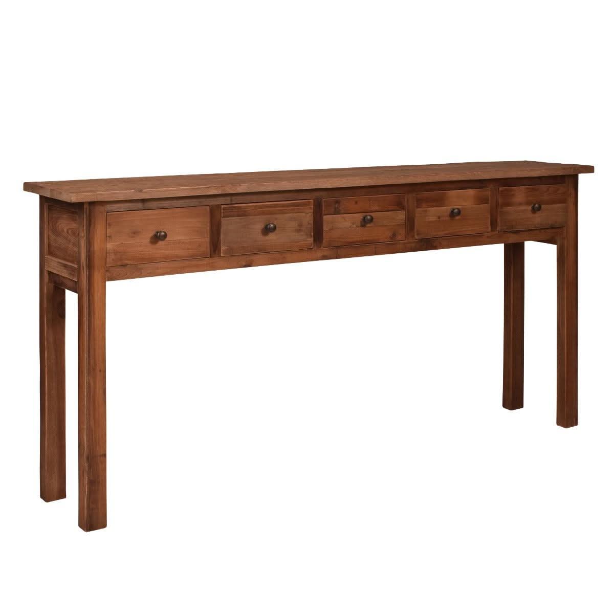 CAVAN HALL TABLE/ CONSOLE CRAFTED FROM RECLAIMED OAK WITH 5 DRAWERS - MyChocolateWood