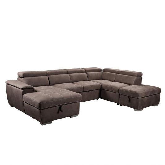 CAVANNA LOUNGE - CORNER LHF CHAISE PULL OUT BED/RHF OTTOMAN MUSHROOM