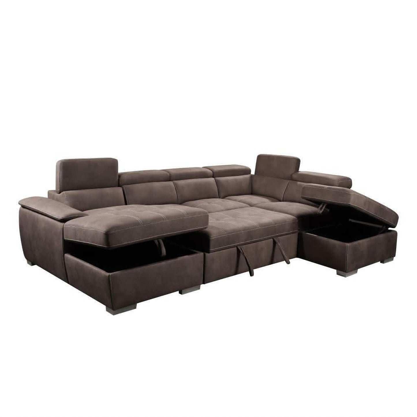 CAVANNA LOUNGE - CORNER LHF CHAISE PULL OUT BED/RHF OTTOMAN MUSHROOM