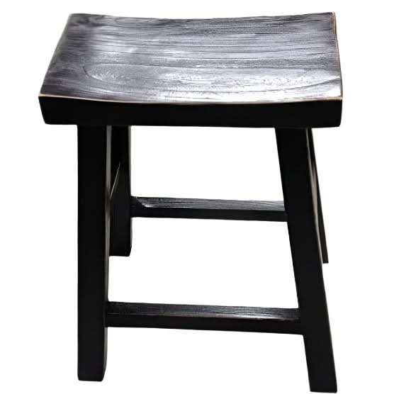 CHAGA RECYCLED ELM BAR STOOL IN DISTRESSED BLACK - MyChocolateWood