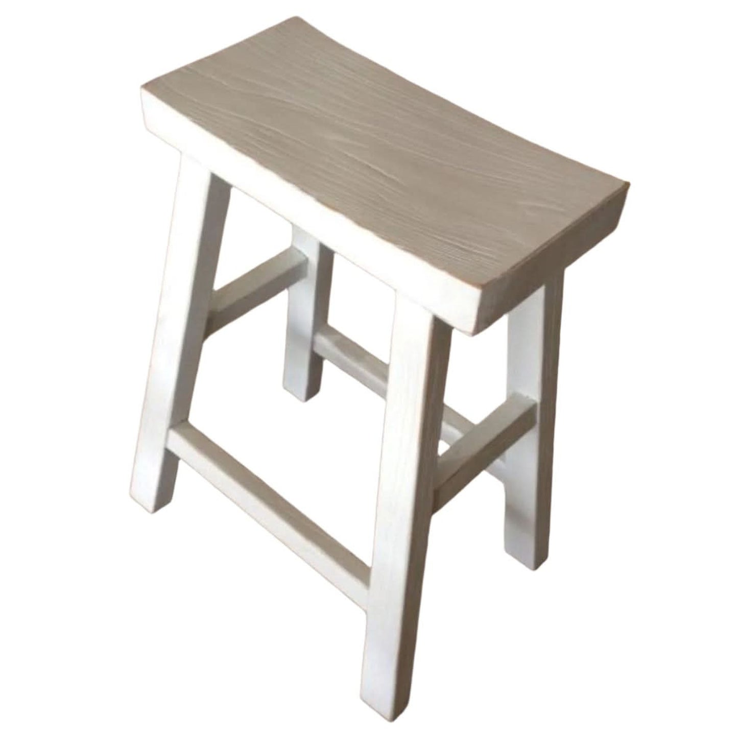 Chaga Recycled Elm Bar Stool in Distressed White - Chocolate Wood
