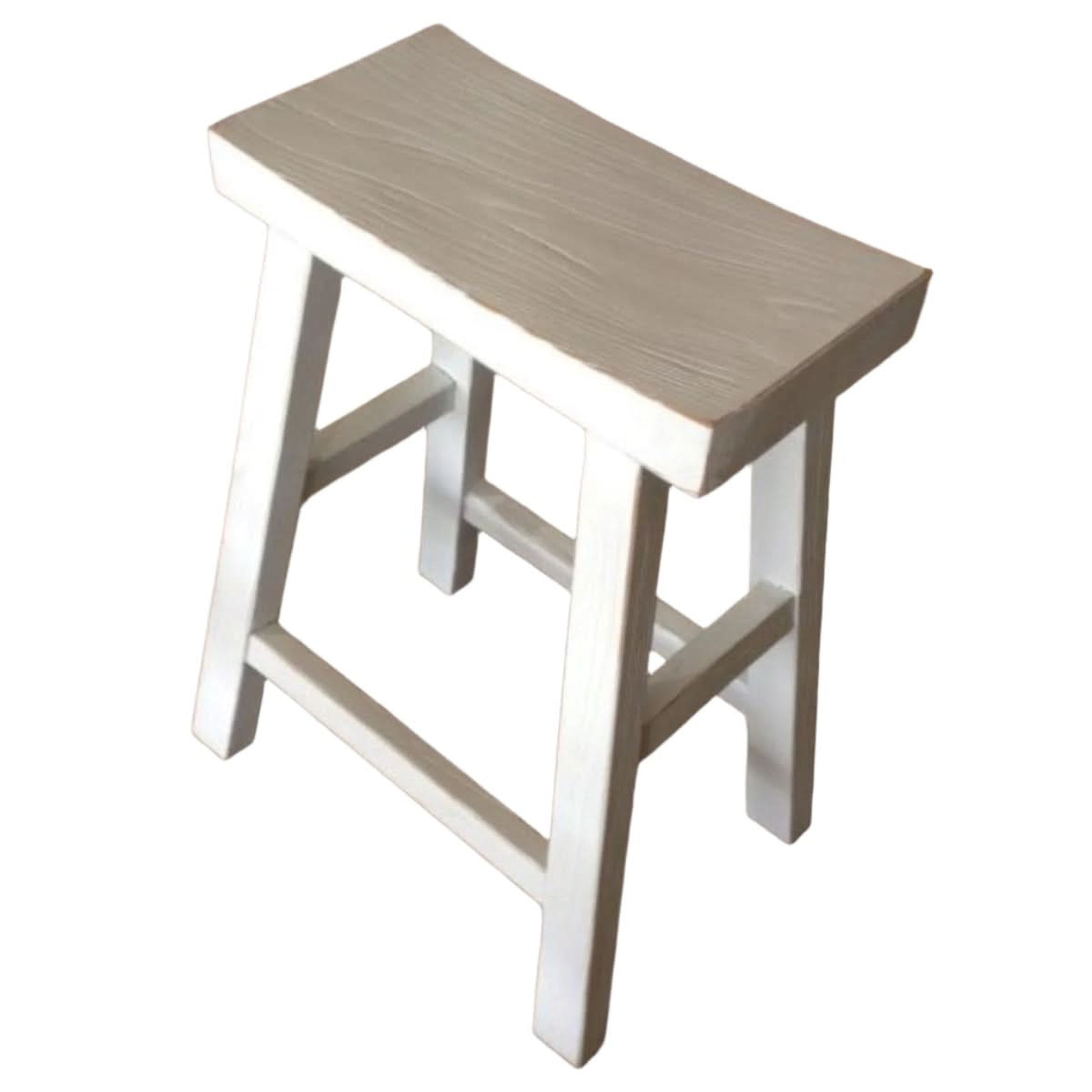 Chaga Recycled Elm Bar Stool in Distressed White - Chocolate Wood