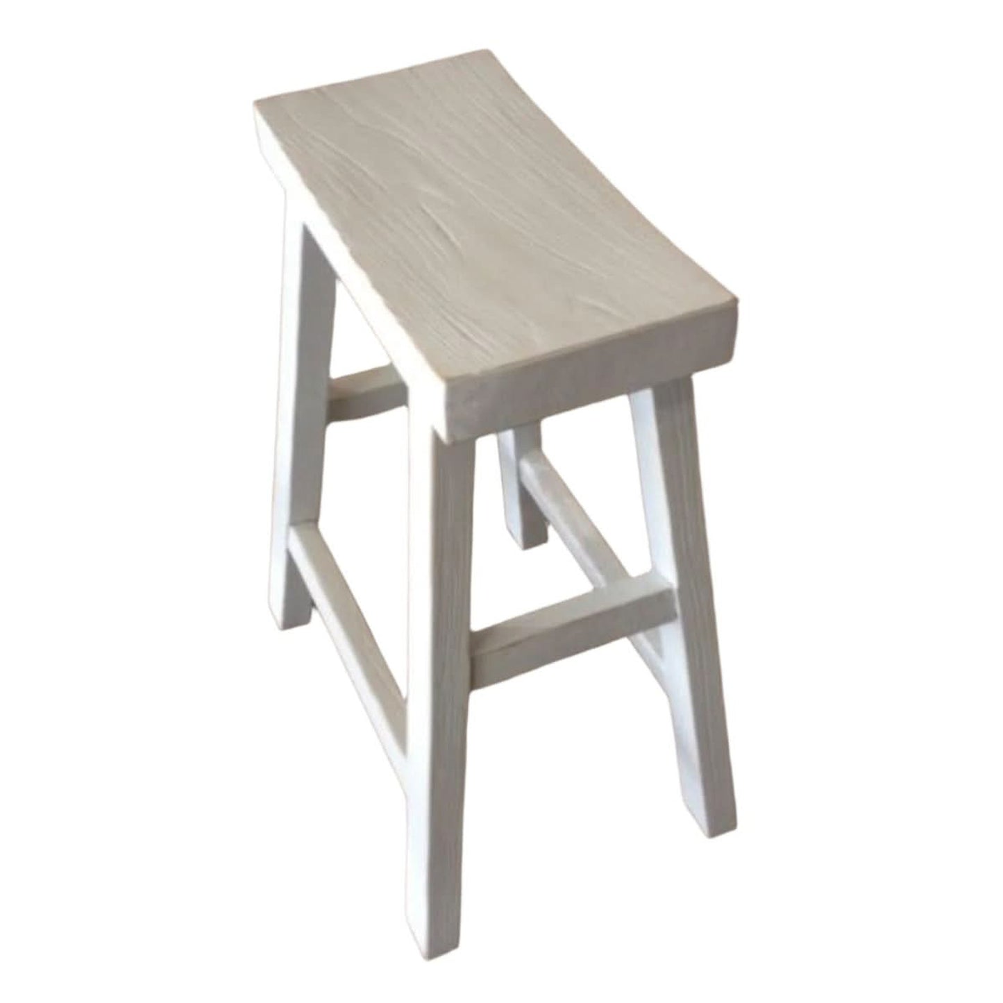 Chaga Recycled Elm Bar Stool in Distressed White - Chocolate Wood