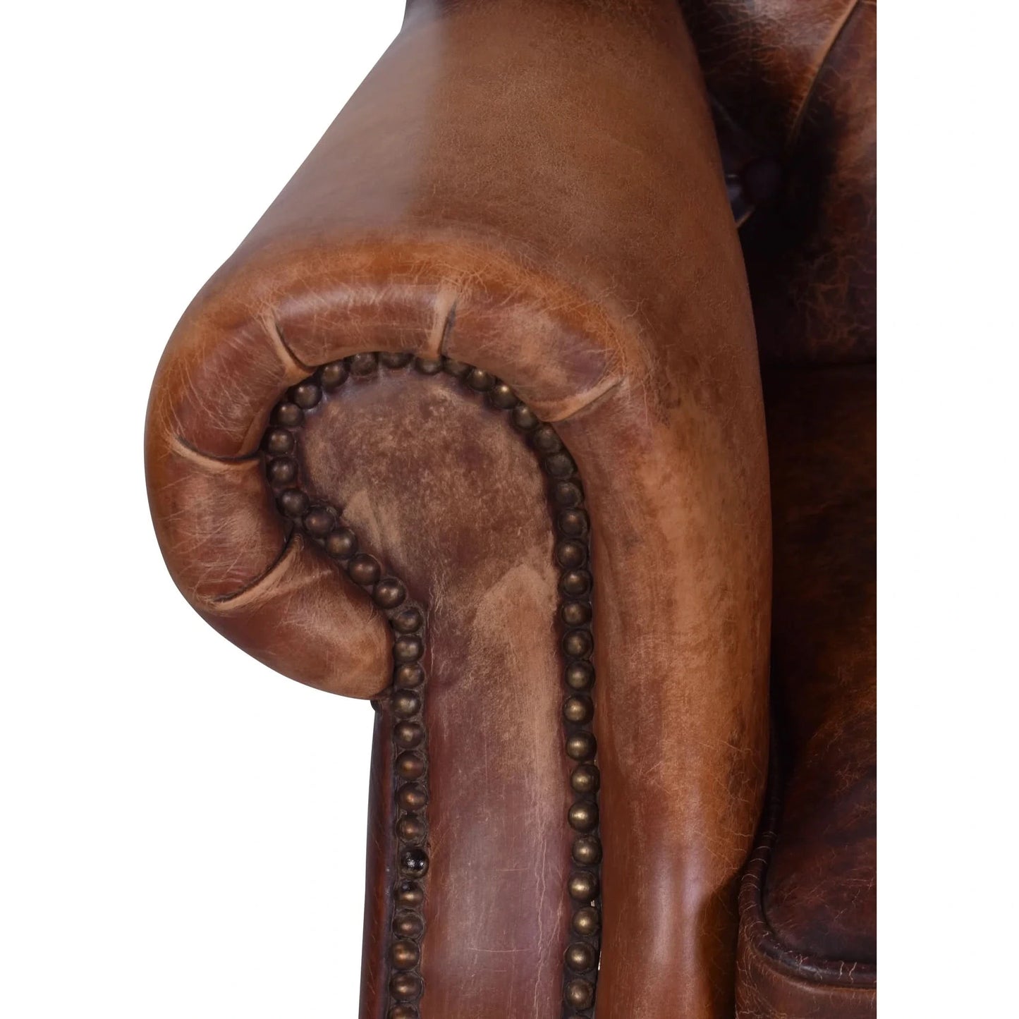 CHAMBERLAIN TOP GRAIN LEATHER ARMCHAIR/LOUNGE CHAIR IN CARAMEL