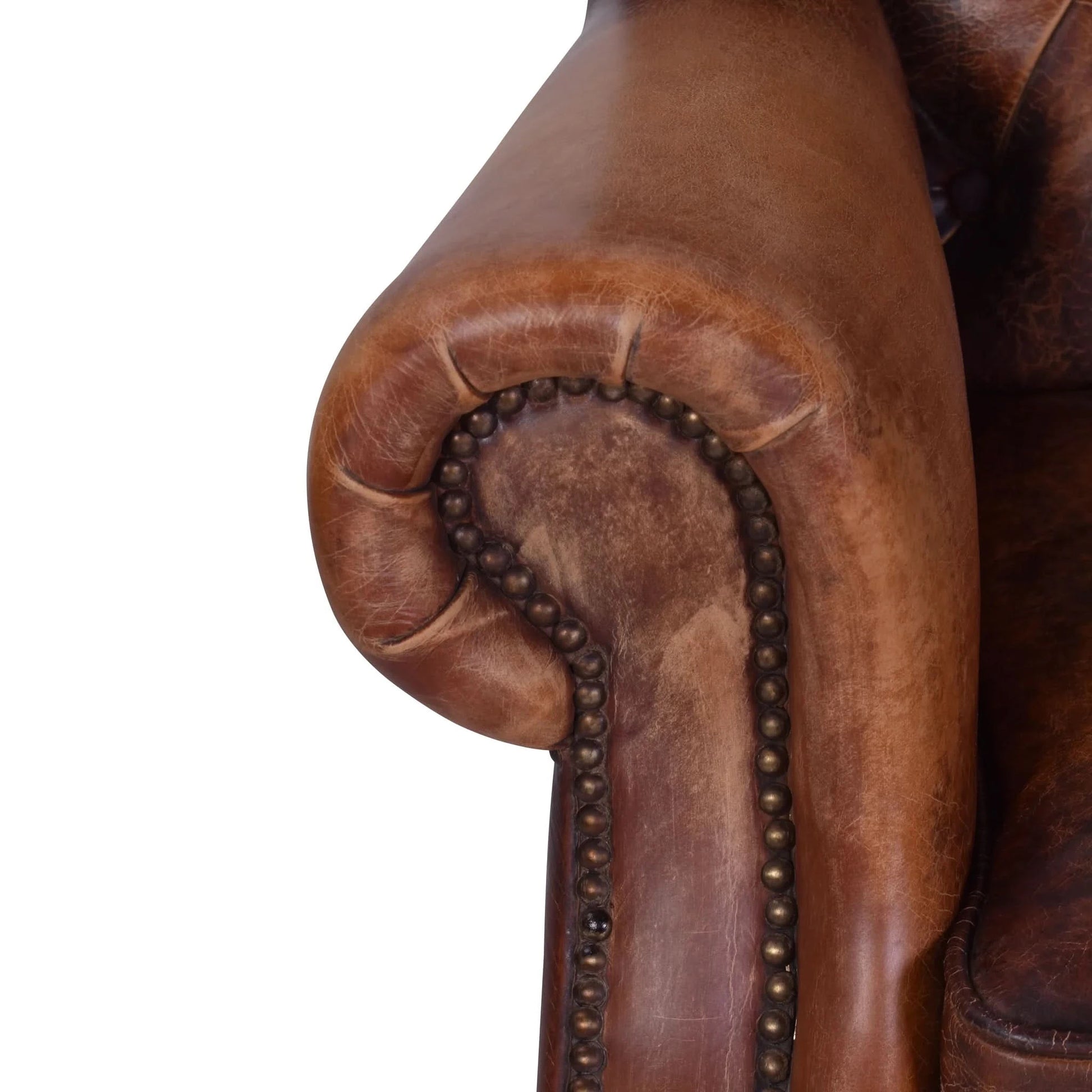 CHAMBERLAIN TOP GRAIN LEATHER ARMCHAIR/LOUNGE CHAIR IN CARAMEL - MyChocolateWood