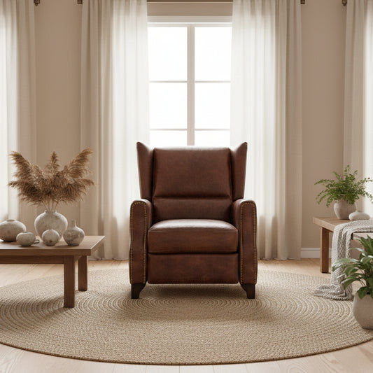 CHAMPIONS AGED LEATHER ARMCHAIR RECLINER IN ORIGINAL AGED LEATHER - MyChocolateWood
