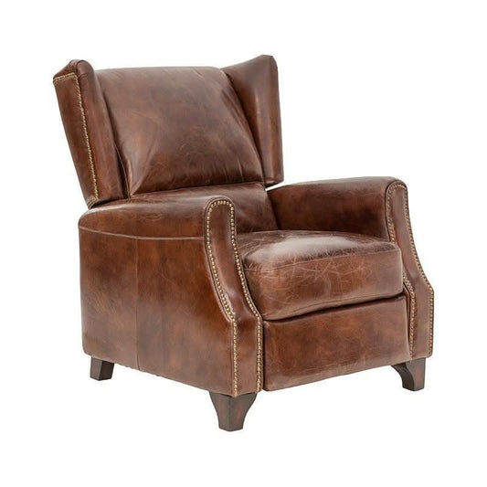 CHAMPIONS AGED LEATHER ARMCHAIR RECLINER IN ORIGINAL AGED LEATHER - MyChocolateWood