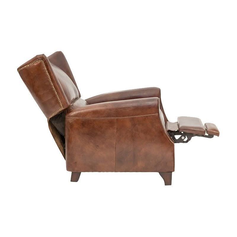 CHAMPIONS AGED LEATHER ARMCHAIR RECLINER IN ORIGINAL AGED LEATHER - MyChocolateWood