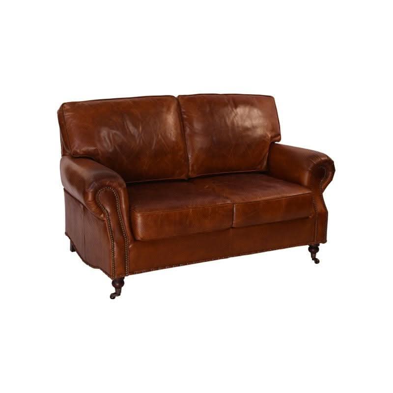 CHARLESTON 2-SEATER AGED LEATHER SOFA - MyChocolateWood