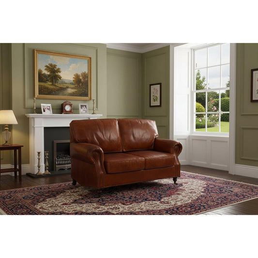 CHARLESTON 2-SEATER AGED LEATHER SOFA - MyChocolateWood
