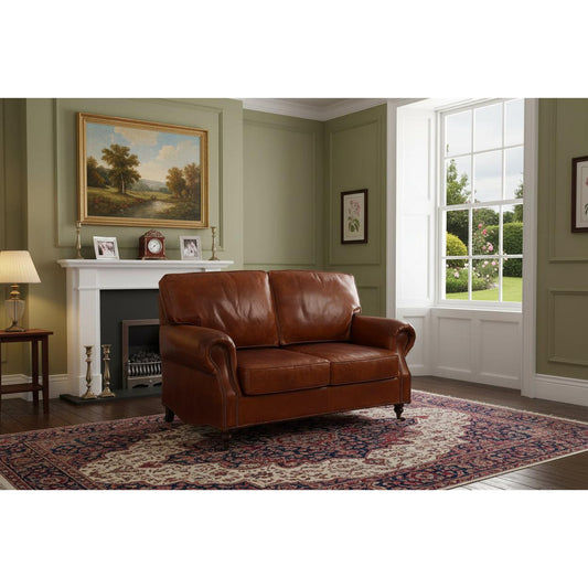 CHARLESTON 2-SEATER AGED LEATHER SOFA