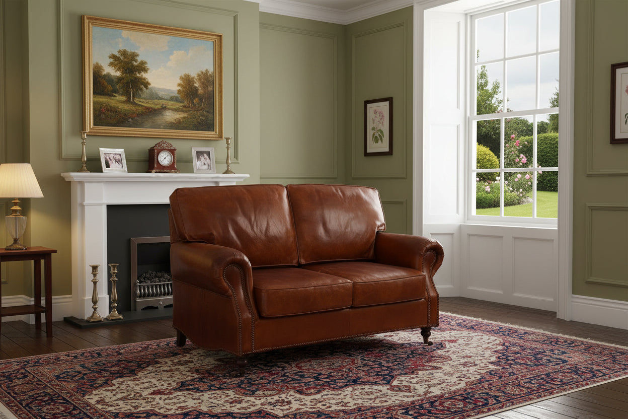 CHARLESTON 2-SEATER AGED LEATHER SOFA - MyChocolateWood