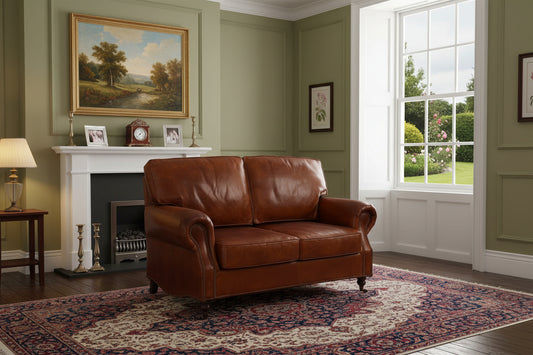 CHARLESTON 2-SEATER AGED LEATHER SOFA - MyChocolateWood