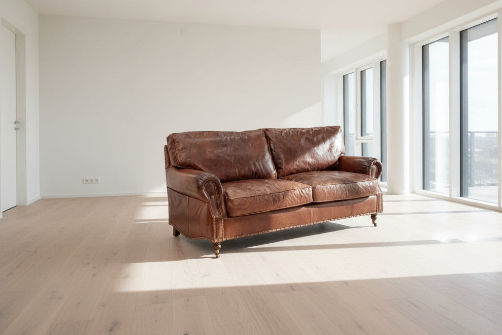 CHARLESTON 3-SEATER AGED LEATHER SOFA - MyChocolateWood