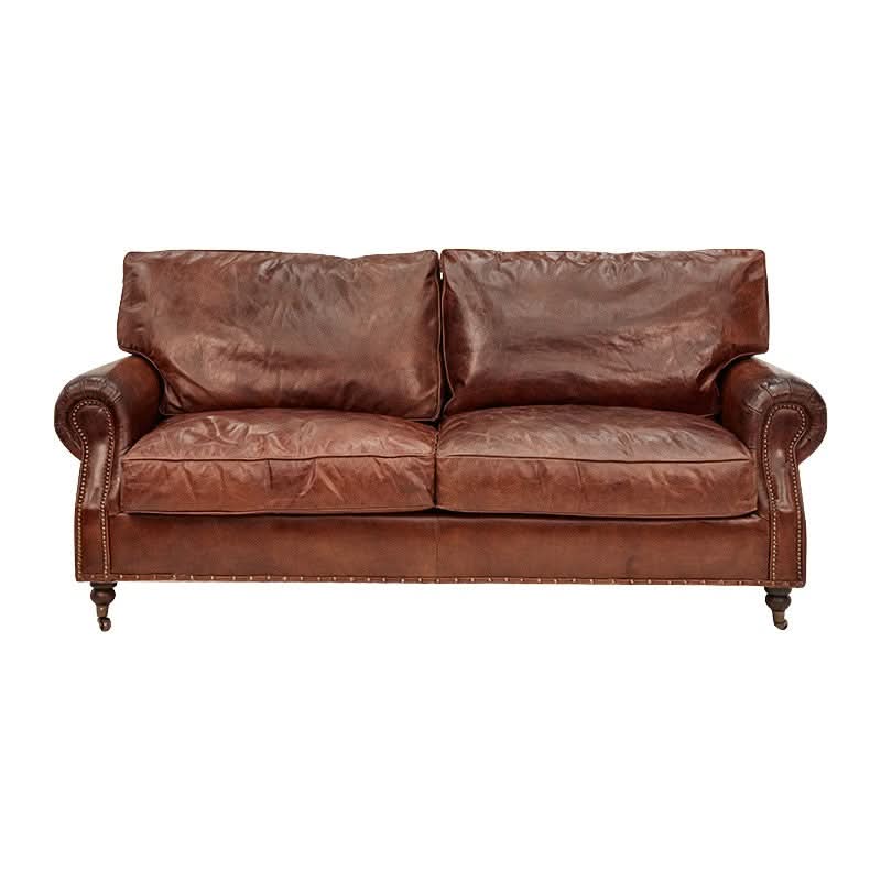 CHARLESTON 3-SEATER AGED LEATHER SOFA - MyChocolateWood