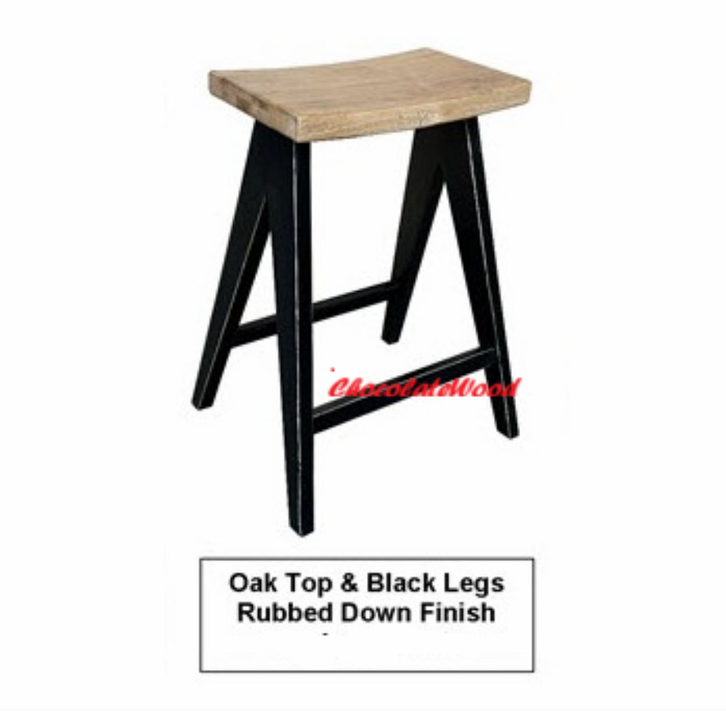 Charli Stool with Oak Top and Black Legs - Chocolate Wood