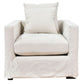 Chateau Slipcover Hamptons Style Armchair in Salt & Pepper - Chocolate Wood