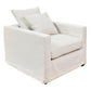 Chateau Slipcover Hamptons Style Armchair in Salt & Pepper - Chocolate Wood