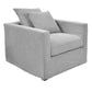 Chateau Slipcover Hamptons Style Armchair in Slate Grey - Chocolate Wood