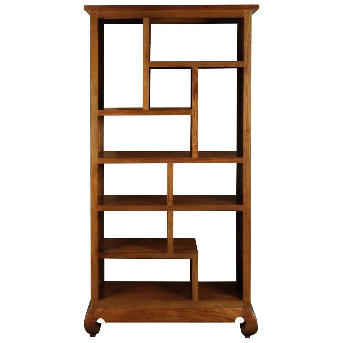 Chenglei Solid Mahogany Opium Style Leg Display Unit / Room Divider in Light Pecan - Chocolate Wood