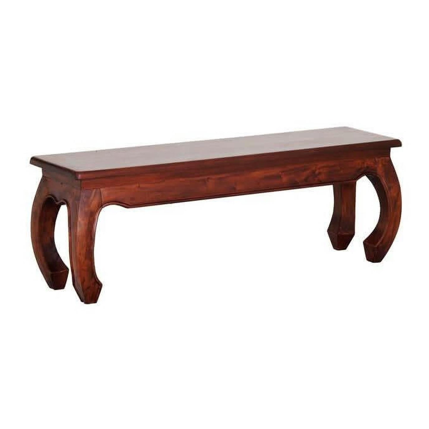Chenglei Solid Mahogany Opium Style Leg Bench 128cm in Mahogany - Chocolate Wood