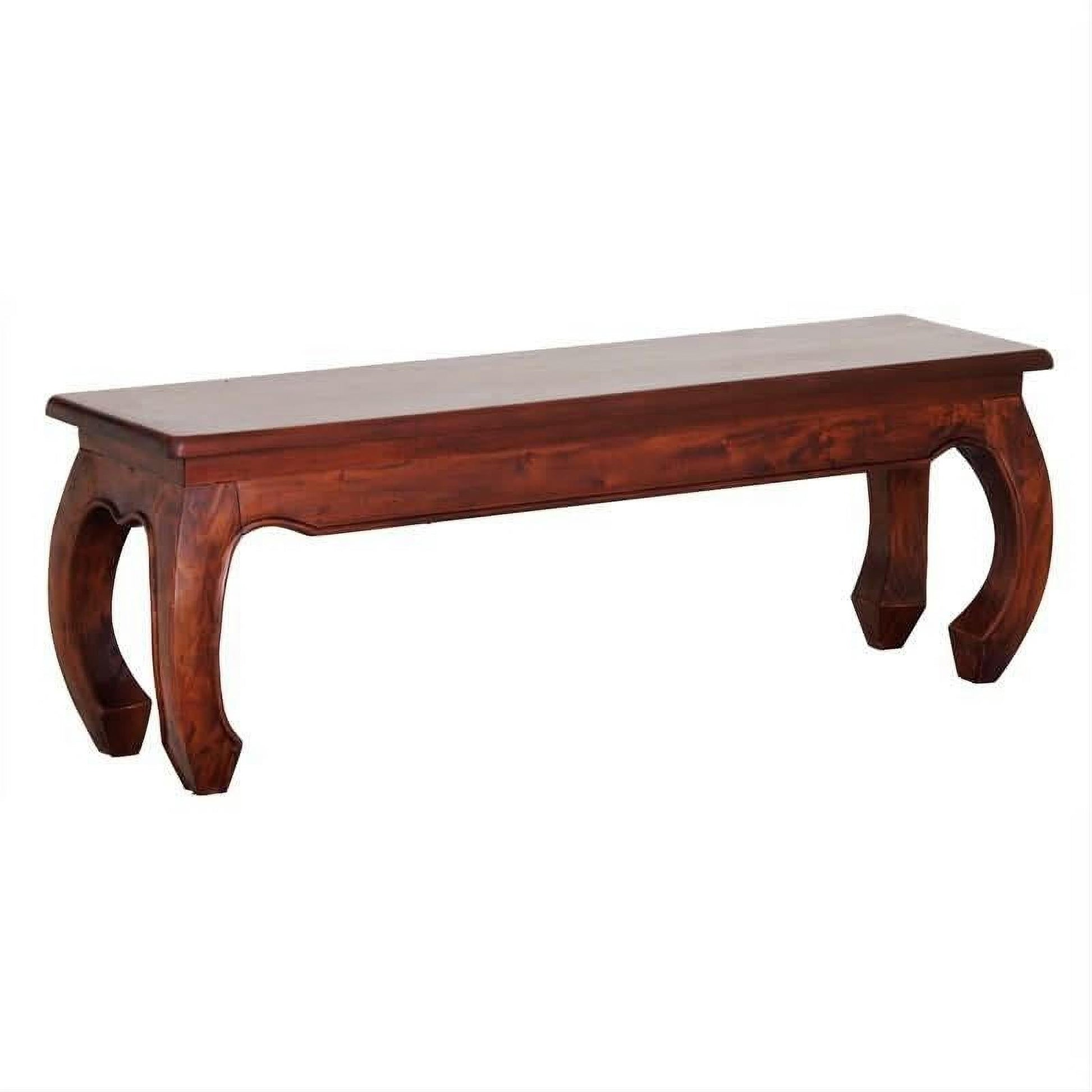 Chenglei Solid Mahogany Opium Style Leg Bench 128cm in Mahogany - Chocolate Wood