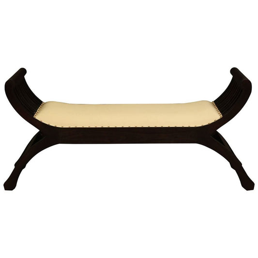 CHENGLEI OPIUM STYLE LEG 2-SEATER CUSHIONED BENCH IN CHOCOLATE