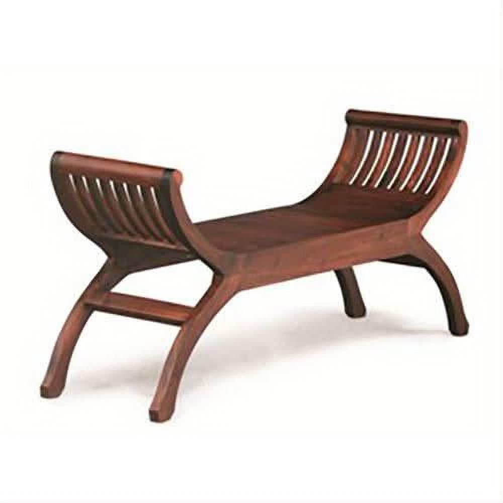 Chenglei Solid Mahogany Opium Style Leg Full Timber 2-Seater Bench in Light Pecan - Chocolate Wood