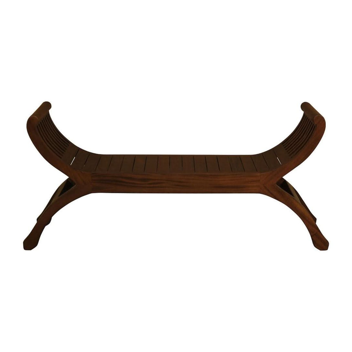 Chenglei Solid Mahogany Opium Style Leg Full Timber 2-Seater Bench in Mahogany - Chocolate Wood
