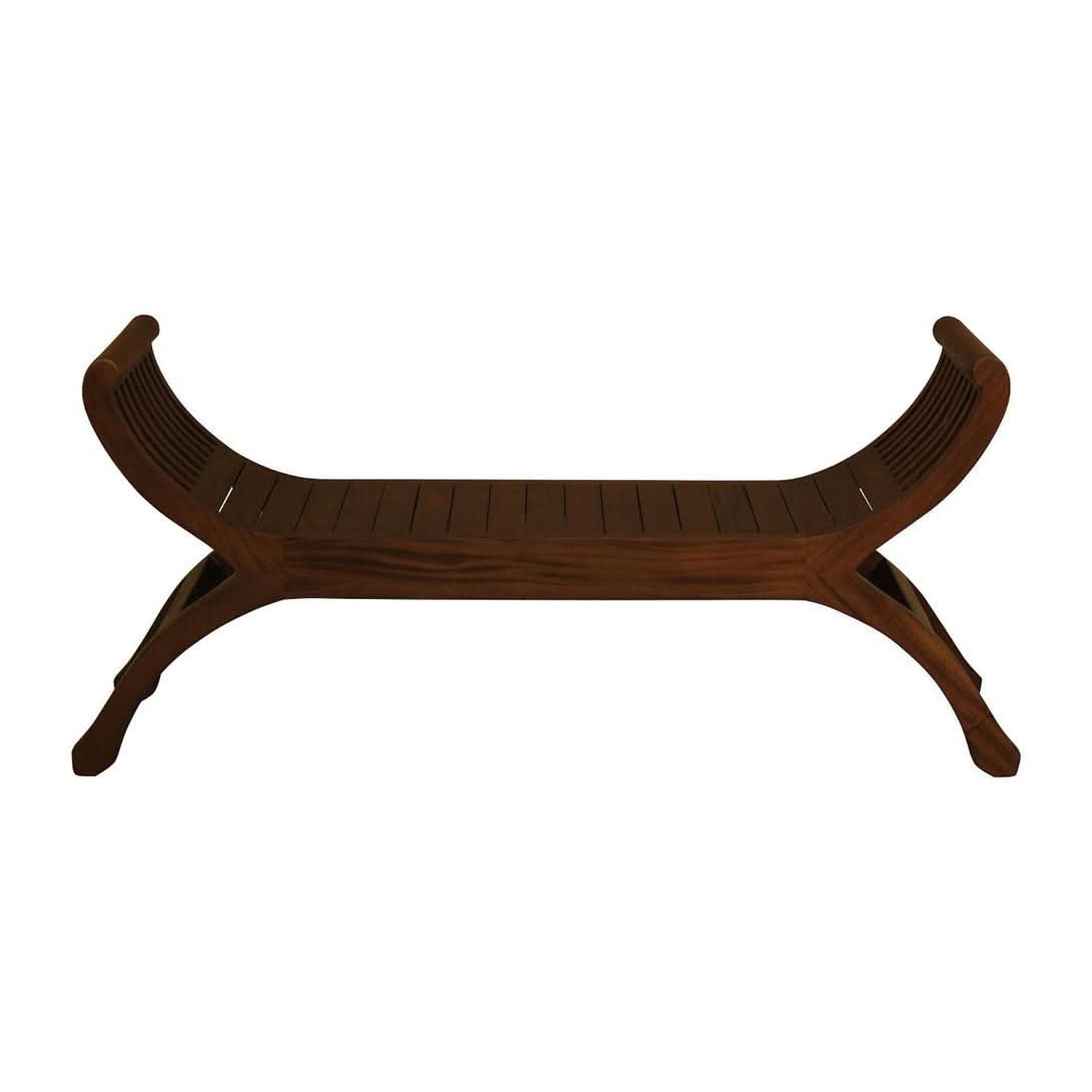 Chenglei Solid Mahogany Opium Style Leg Full Timber 2-Seater Bench in Mahogany - Chocolate Wood
