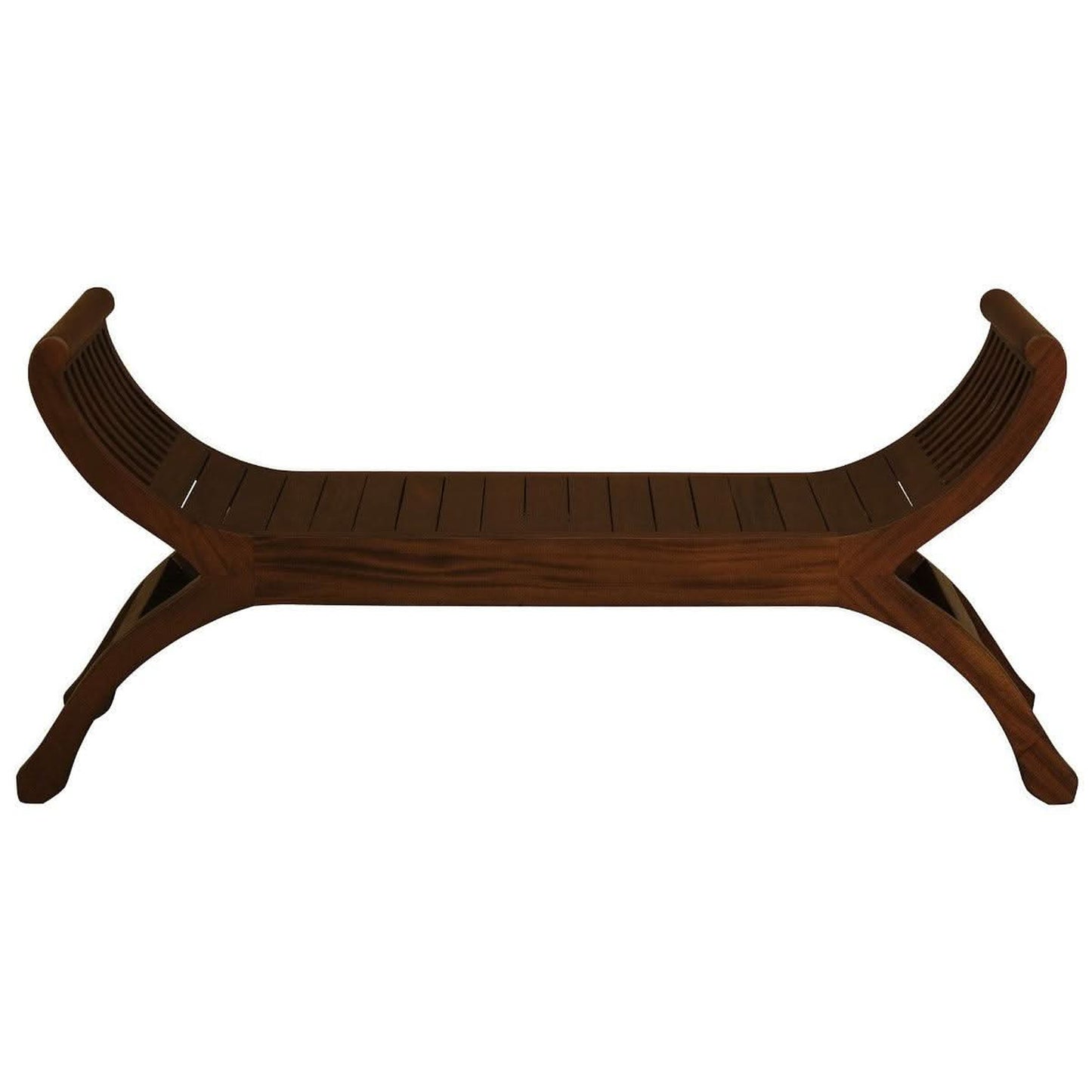 Chenglei Solid Mahogany Opium Style Leg Full Timber 2-Seater Bench in Mahogany - Chocolate Wood
