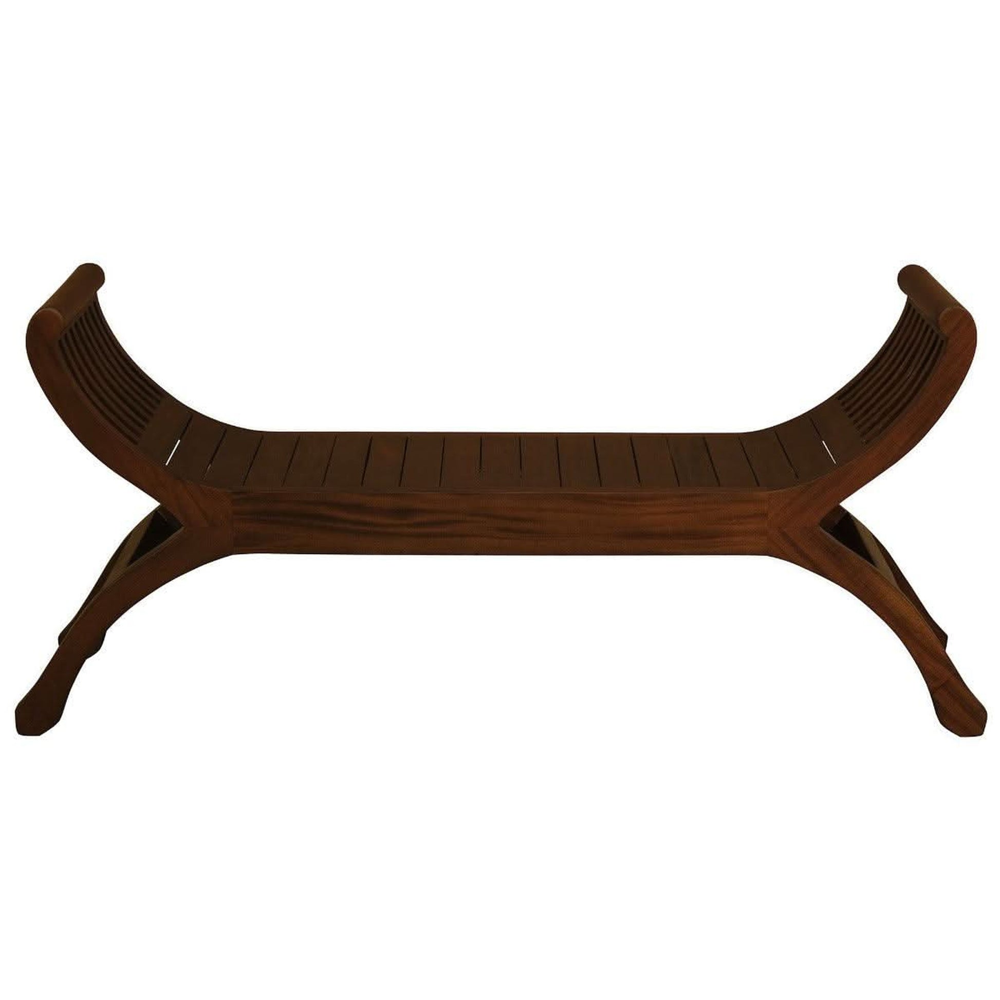 Chenglei Solid Mahogany Opium Style Leg Full Timber 2-Seater Bench in Mahogany - Chocolate Wood