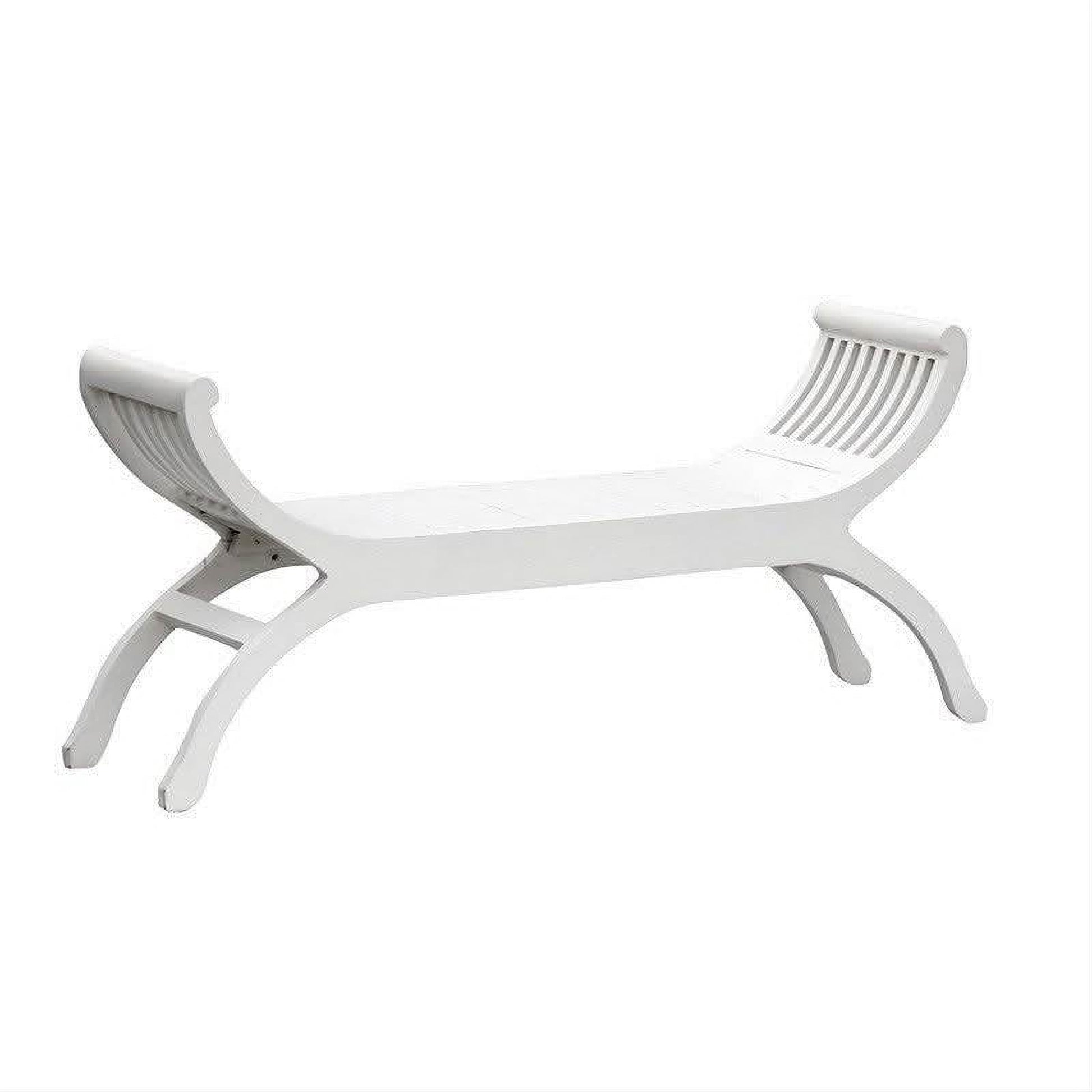 Chenglei Solid Mahogany Opium Style Leg Full Timber 2-Seater Bench in White - Chocolate Wood