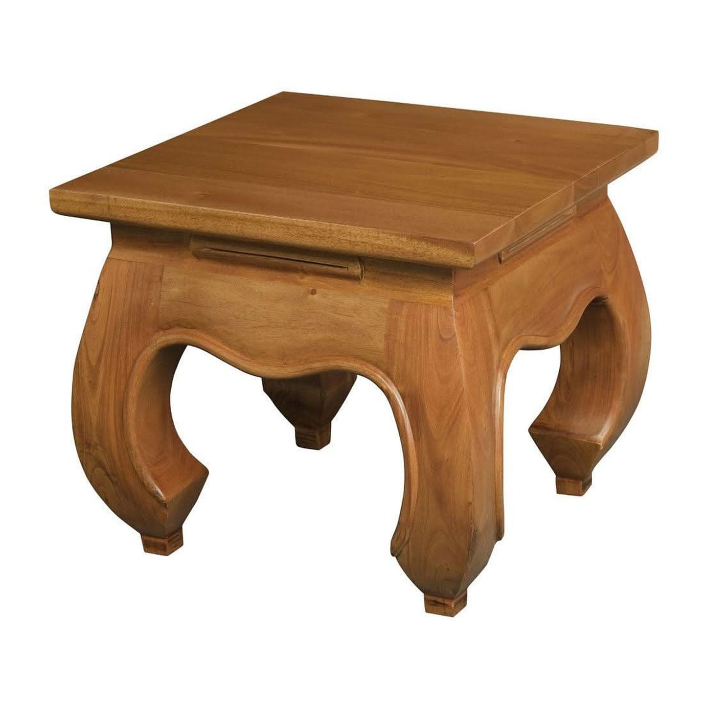 Chenglei Solid Mahogany Opium Style Leg Lamp / Side Table in Light Pecan - Chocolate Wood