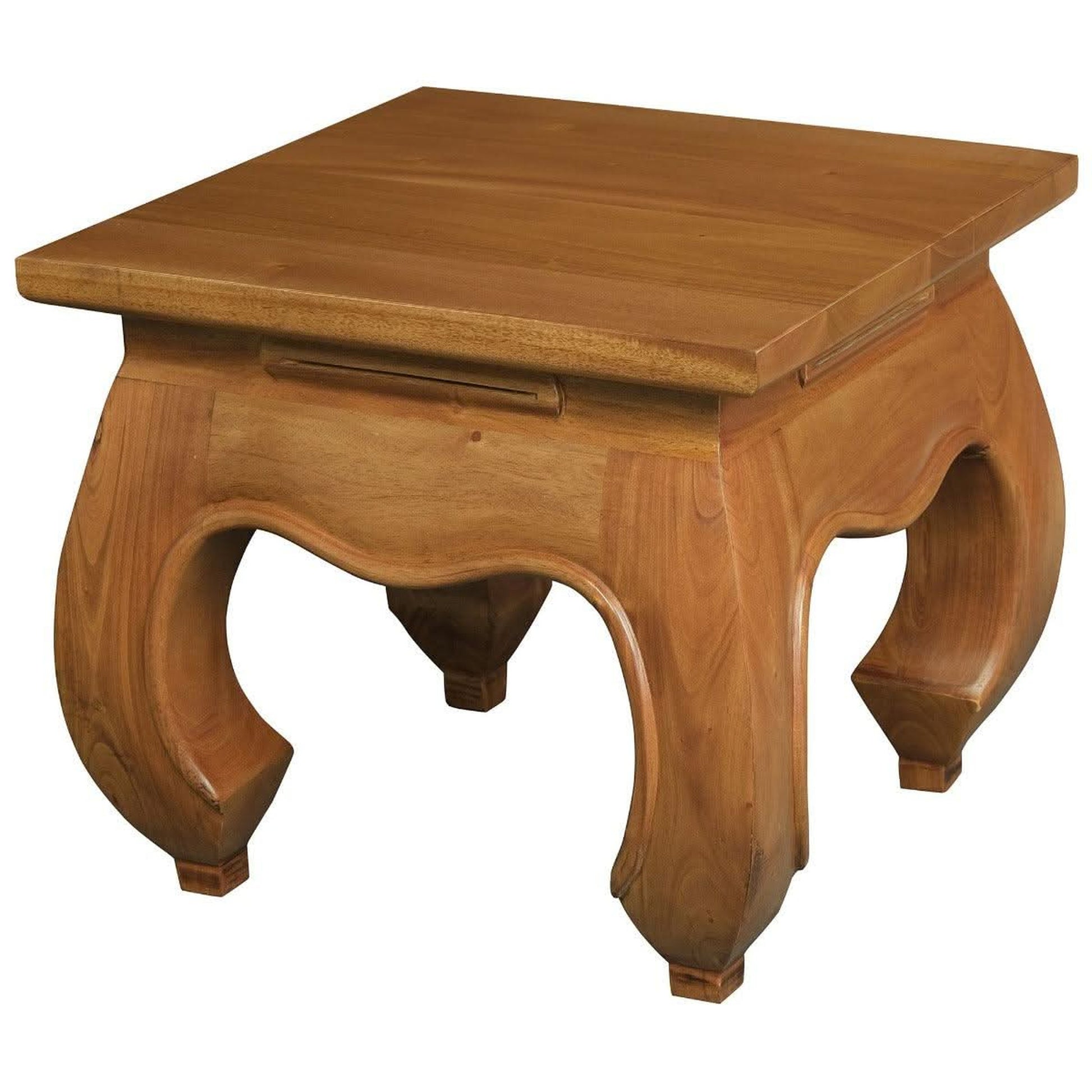 Chenglei Solid Mahogany Opium Style Leg Lamp / Side Table in Light Pecan - Chocolate Wood