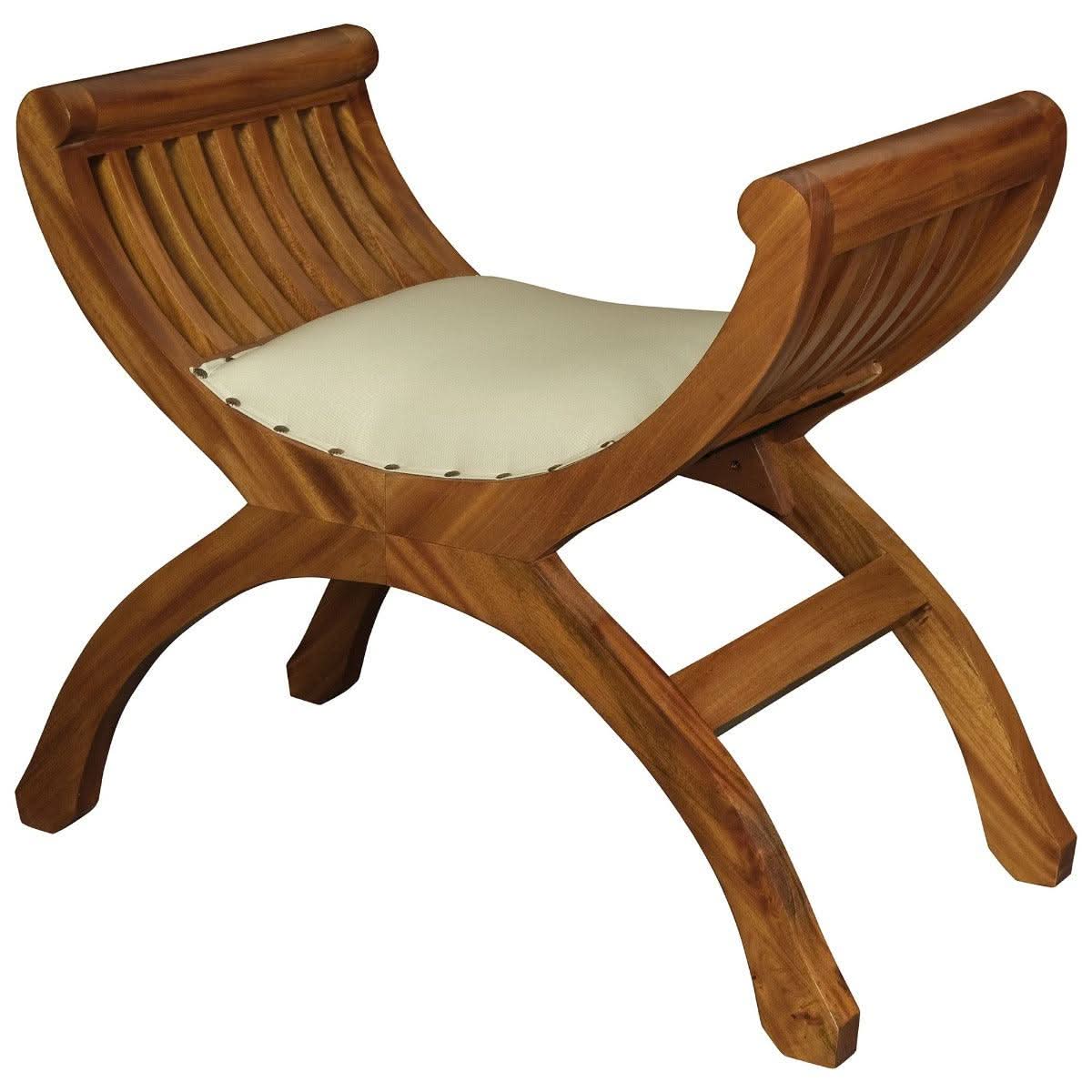 CHENGLEI OPIUM STYLE LEG SINGLE SEATER CUSHIONED BENCH IN LIGHT PECAN - MyChocolateWood