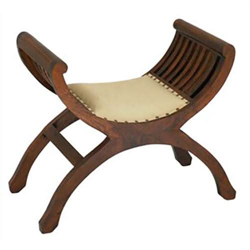 Chenglei Solid Mahogany Opium Style Leg Single Seater Cushioned Bench in Mahogany - Chocolate Wood