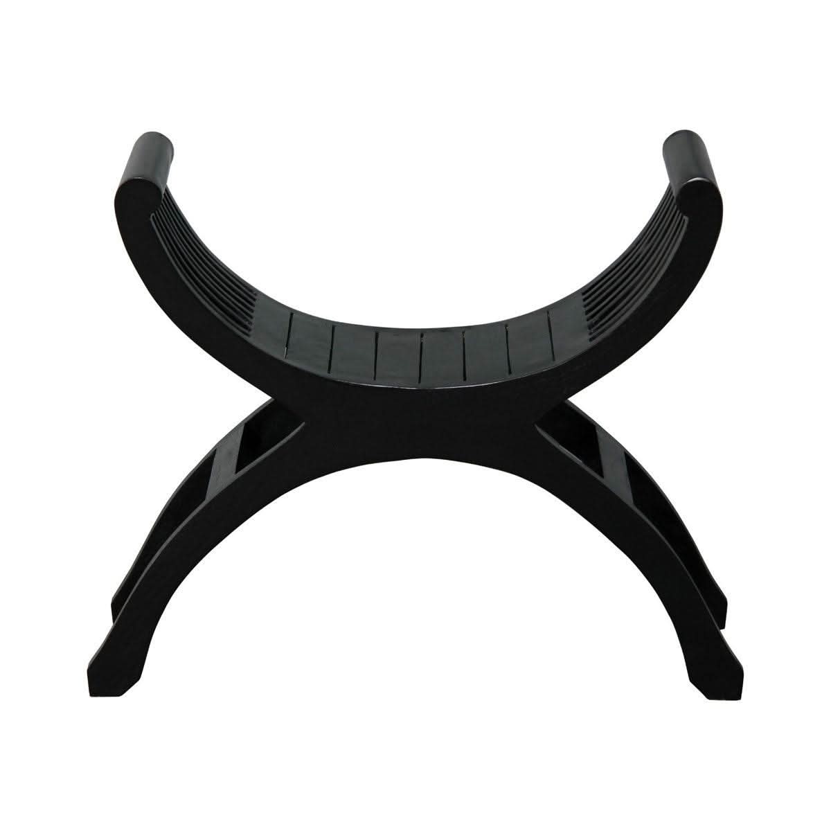 Chenglei Solid Mahogany Opium Style Leg Single Seater Full Timber Bench in Black - Chocolate Wood