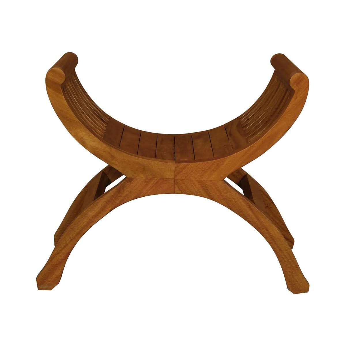 Chenglei Solid Mahogany Opium Style Leg Single Seater Full Timber Bench in Light Pecan - Chocolate Wood