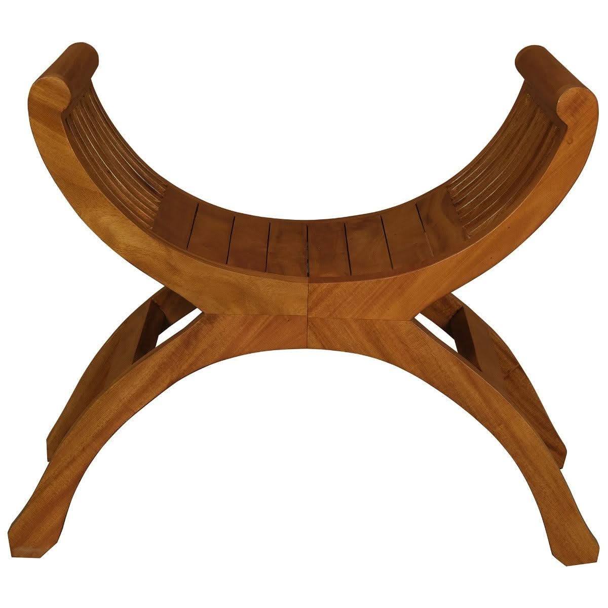 Chenglei Solid Mahogany Opium Style Leg Single Seater Full Timber Bench in Light Pecan - Chocolate Wood